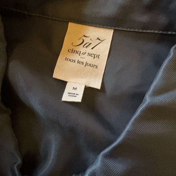 CINQ A SEPT Holly Ruffle Black Satin Zip-Front Utility Jacket Size Medium EUC - Picture 5 of 11